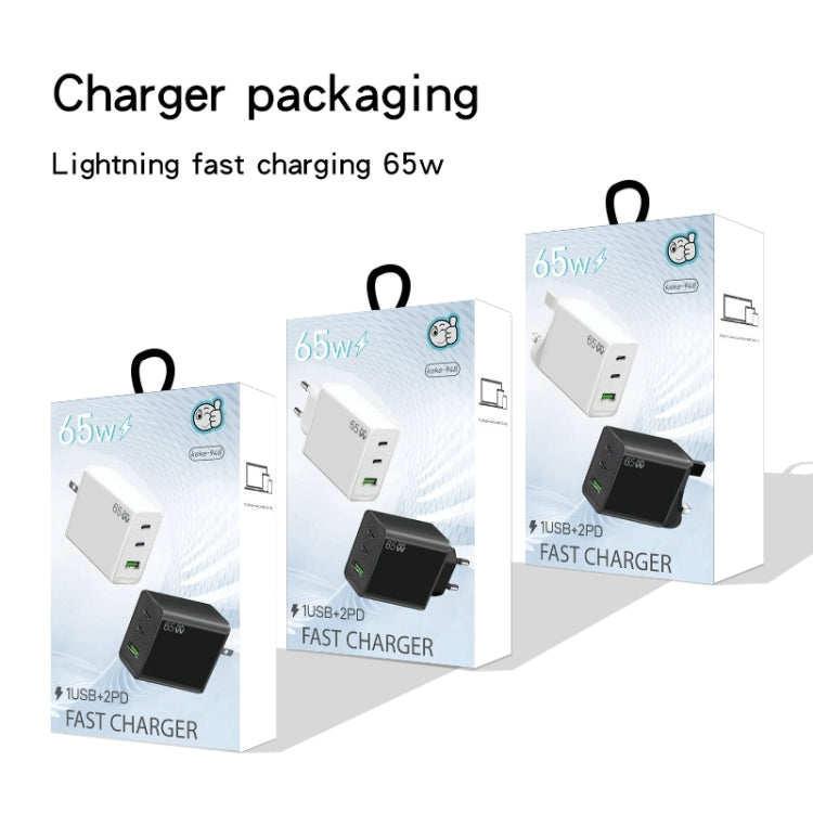 Bộ chuyển đổi laptop GaN PD65W Type-C x 2 + USB3.0 cho dòng Apple MacBook, phích cắm US