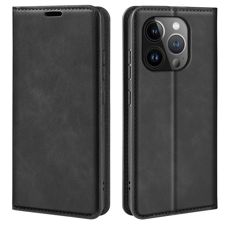 Retro-skin Magnetic Suction Leather Phone Case, For iPhone 15 Pro Max, For iPhone 15 Pro, For iPhone 15 Plus, For iPhone 15