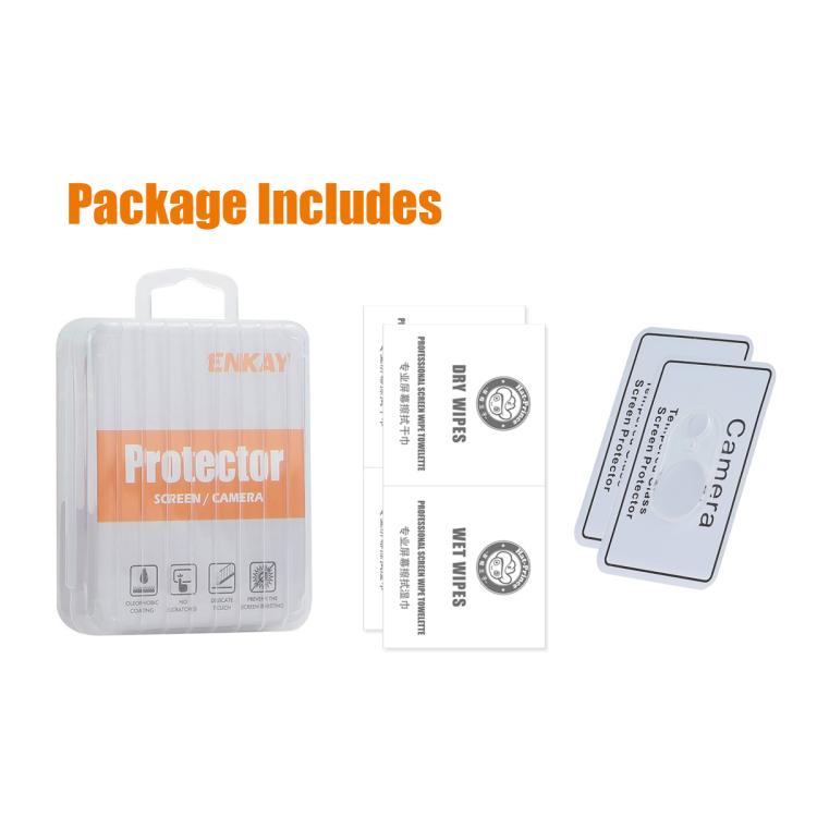 2 miếng phim kính cường lực 9H ENKAY Hat-Prince cho ống kính camera sau, dành cho iPhone 17e / 16e, iPhone 17 Pro Max, iPhone 17 Pro, iPhone 17, iPhone Air, iPhone 16 Pro / 16 Pro Max, iPhone 16 / 16 Plus, iPhone 15 Pro / 15 Pro Max