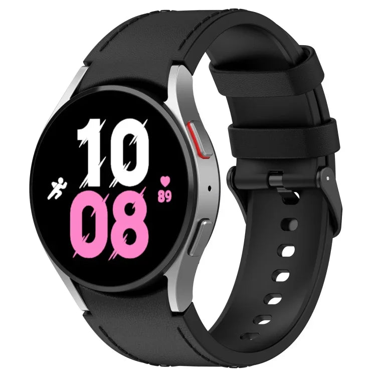 Dây đồng hồ khóa đen da silicone, cho Samsung Galaxy Watch 6 Classic, cho Samsung Galaxy Watch 6
