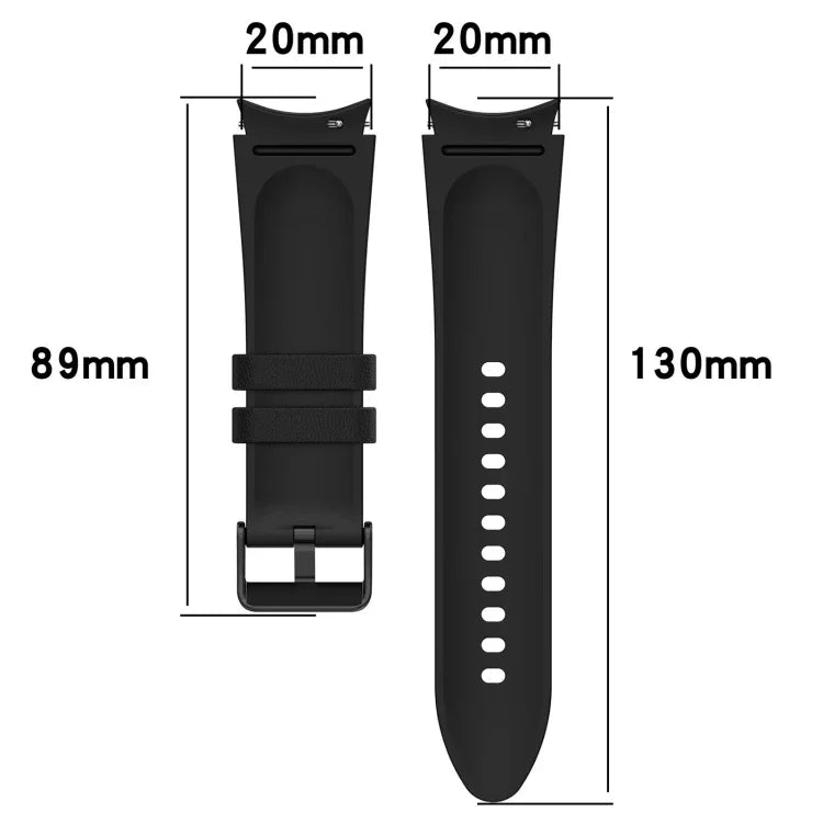 Dây đồng hồ khóa đen da silicone, cho Samsung Galaxy Watch 6 Classic, cho Samsung Galaxy Watch 6