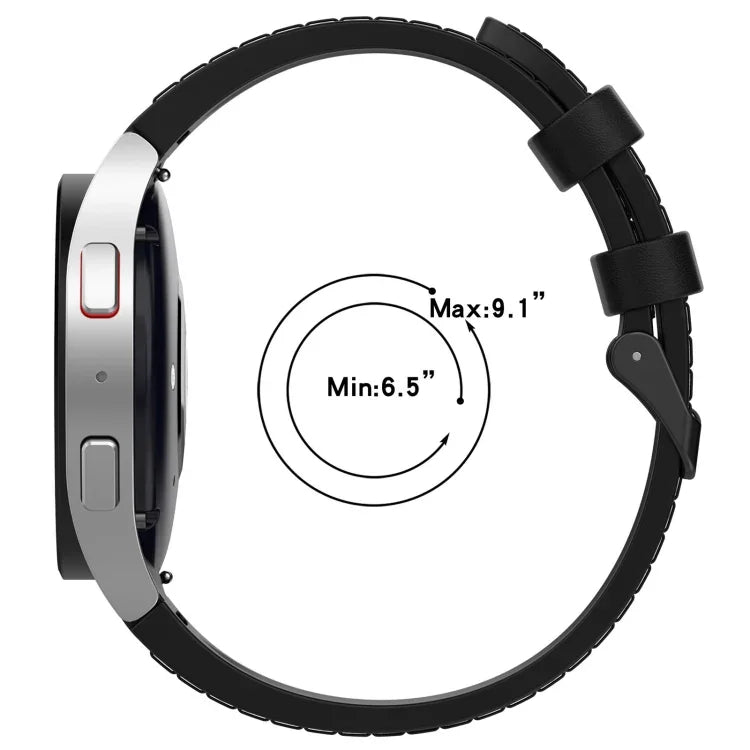 Dây đồng hồ khóa đen da silicone, cho Samsung Galaxy Watch 6 Classic, cho Samsung Galaxy Watch 6