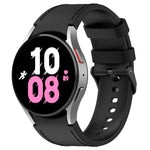 Dây đồng hồ khóa đen da silicone, kích thước: S, cho Samsung Galaxy Watch 6 Classic, cho Samsung Galaxy Watch 6