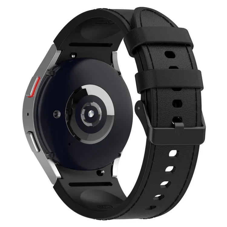 Dây đồng hồ khóa đen da silicone, kích thước: S, cho Samsung Galaxy Watch 6 Classic, cho Samsung Galaxy Watch 6