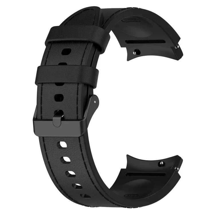 Dây đồng hồ khóa đen da silicone, kích thước: S, cho Samsung Galaxy Watch 6 Classic, cho Samsung Galaxy Watch 6
