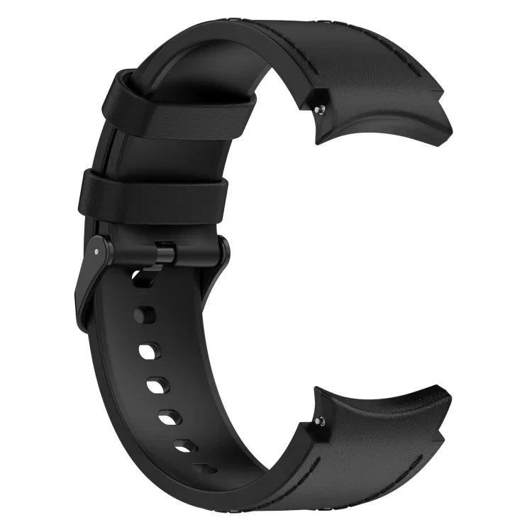 Dây đồng hồ khóa đen da silicone, kích thước: S, cho Samsung Galaxy Watch 6 Classic, cho Samsung Galaxy Watch 6