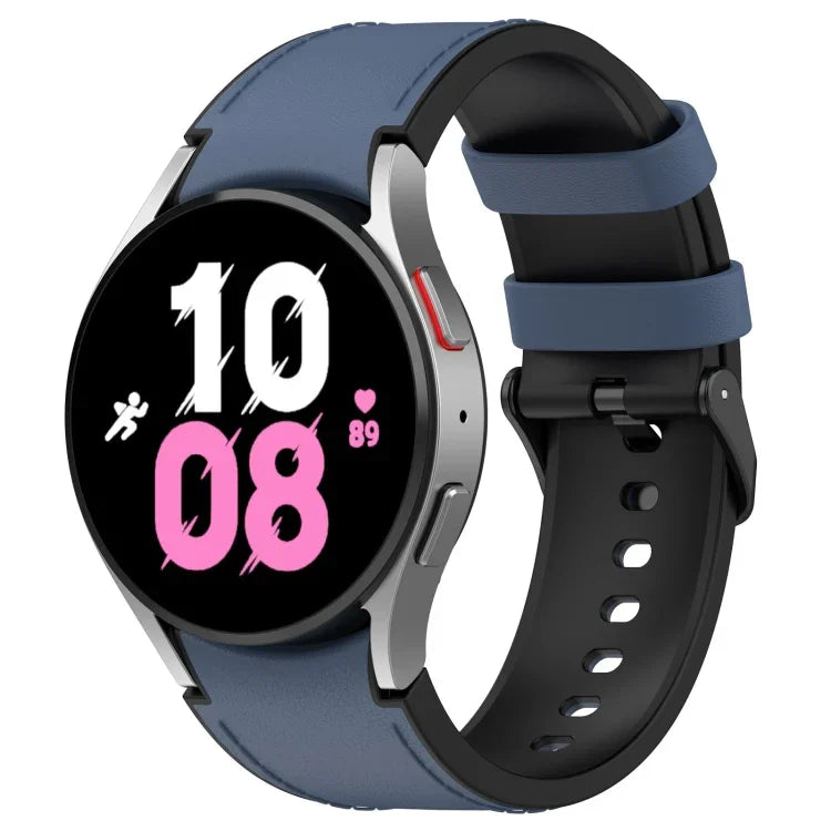 Dây đồng hồ khóa đen da silicone, kích thước: S, cho Samsung Galaxy Watch 6 Classic, cho Samsung Galaxy Watch 6