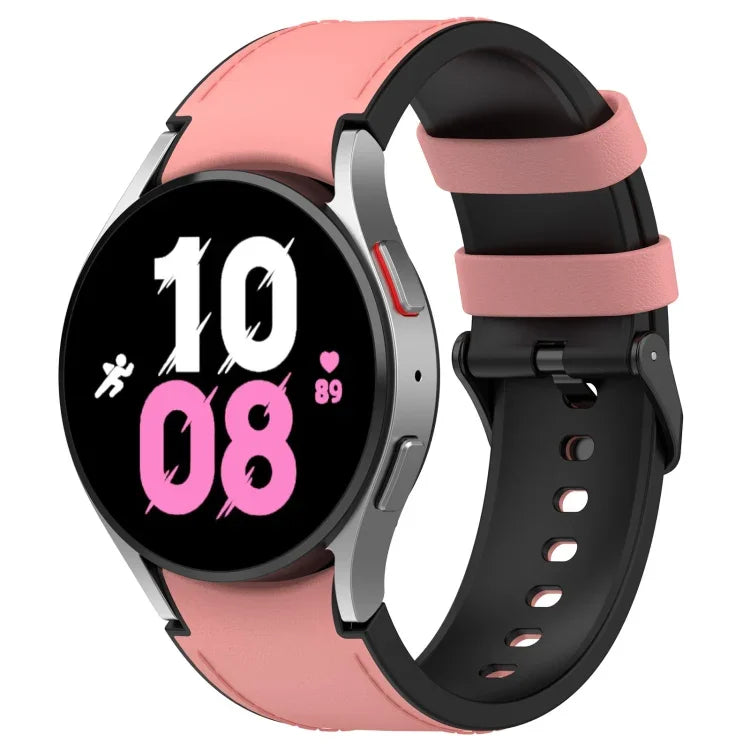 Dây đồng hồ khóa đen da silicone, kích thước: S, cho Samsung Galaxy Watch 6 Classic, cho Samsung Galaxy Watch 6