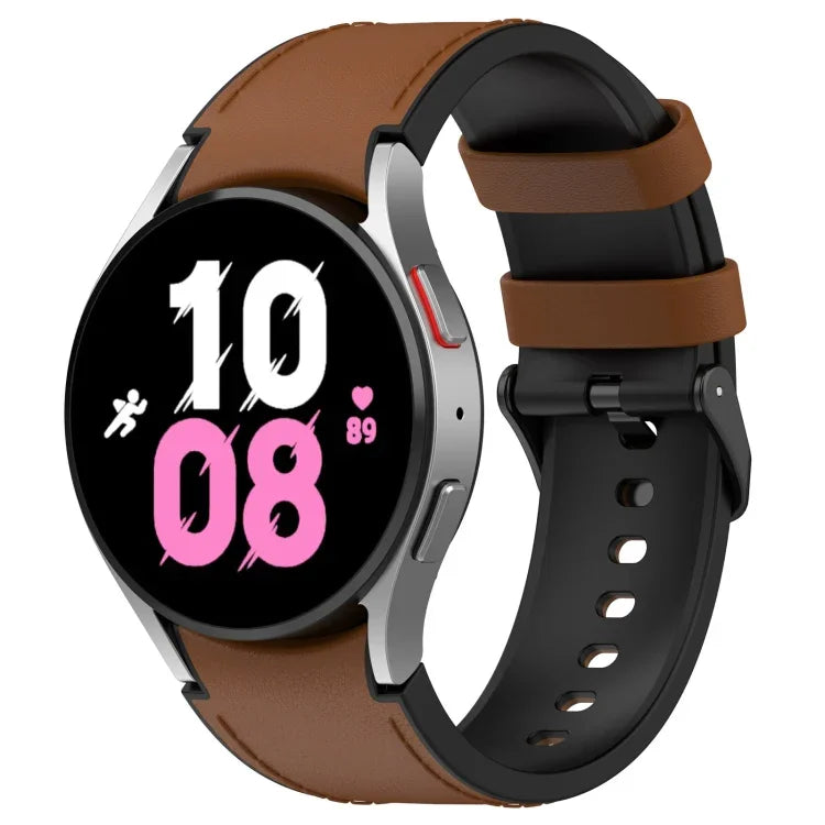 Dây đồng hồ khóa đen da silicone, kích thước: S, cho Samsung Galaxy Watch 6 Classic, cho Samsung Galaxy Watch 6