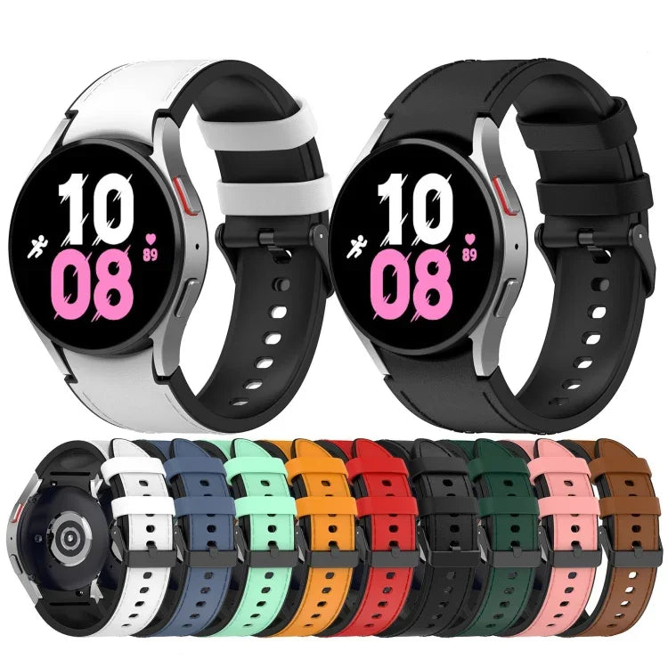 Dây đồng hồ khóa đen da silicone, kích thước: S, cho Samsung Galaxy Watch 6 Classic, cho Samsung Galaxy Watch 6
