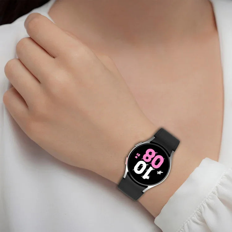 Dây đồng hồ khóa đen da silicone, kích thước: S, cho Samsung Galaxy Watch 6 Classic, cho Samsung Galaxy Watch 6