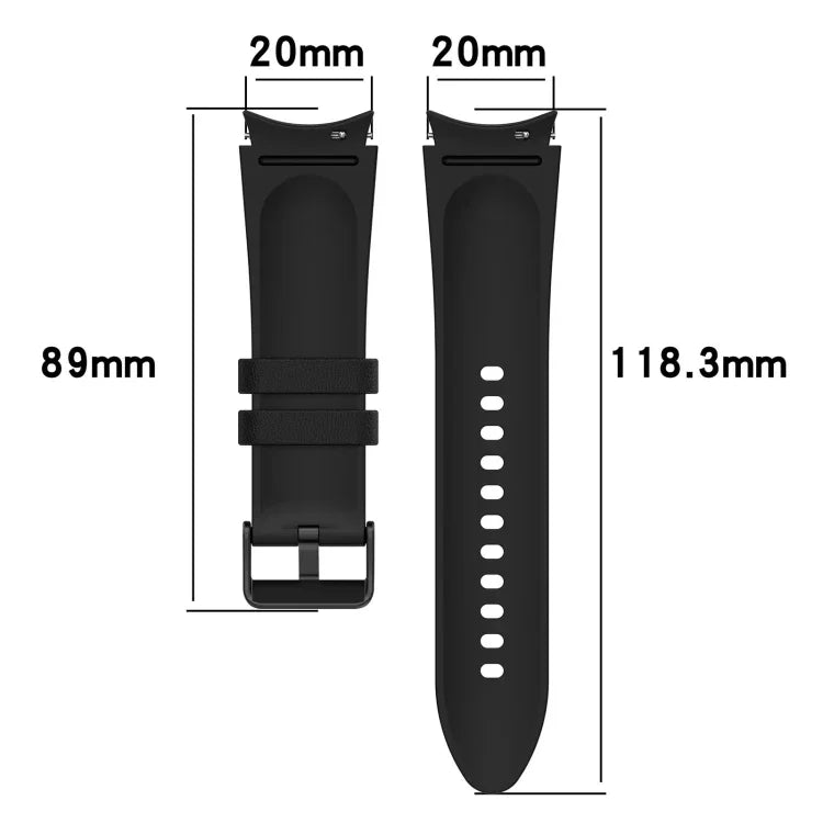 Dây đồng hồ khóa đen da silicone, kích thước: S, cho Samsung Galaxy Watch 6 Classic, cho Samsung Galaxy Watch 6