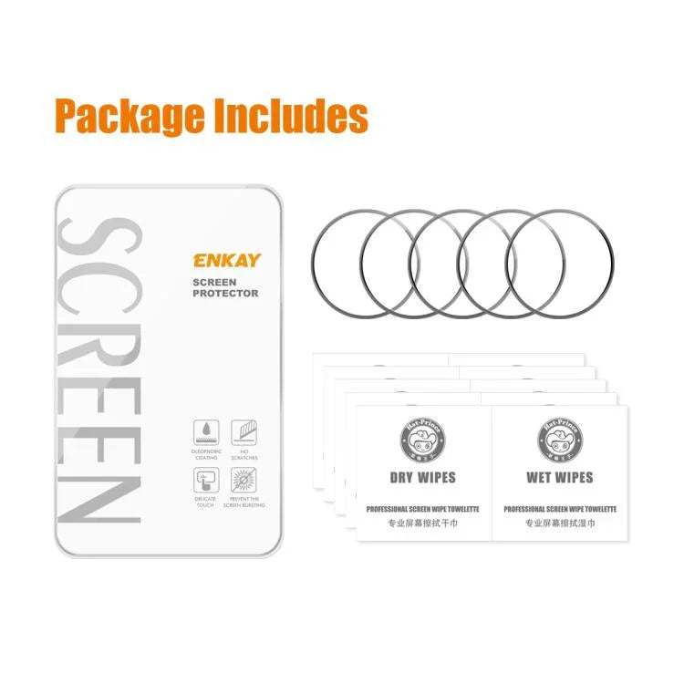 5 miếng phim màn hình HD phủ toàn bộ cạnh mềm PC 3D ENKAY, dành cho Samsung Galaxy Watch Ultra 47mm / Ultra 2025, dành cho Samsung Galaxy Watch8 Classic 46mm, dành cho Samsung Galaxy Watch8 44mm, dành cho Samsung Galaxy Watch8 40mm