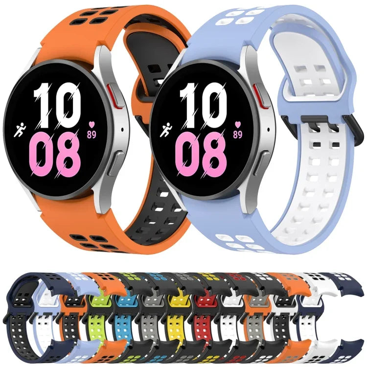 Dây đồng hồ silicone thoáng khí hai màu, cho Samsung Galaxy Watch 4 Classic 42mm