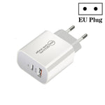 Bộ sạc cổng đôi PD30W USB-C / Type-C + QC3.0 USB, phích cắm EU, phích cắm US, phích cắm AU