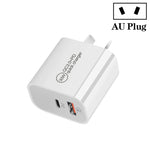 Bộ sạc cổng đôi PD30W USB-C / Type-C + QC3.0 USB, phích cắm EU, phích cắm US, phích cắm AU