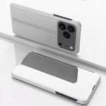Ốp điện thoại da gập ngang gương mạ điện có giá đỡ, dành cho iPhone 17e / 16e, iPhone 17 Pro Max, iPhone 17 Pro, iPhone 17, iPhone Air, iPhone 16 Pro Max