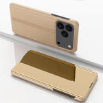 Ốp điện thoại da gập ngang gương mạ điện có giá đỡ, dành cho iPhone 17e / 16e, iPhone 17 Pro Max, iPhone 17 Pro, iPhone 17, iPhone Air, iPhone 16 Pro Max