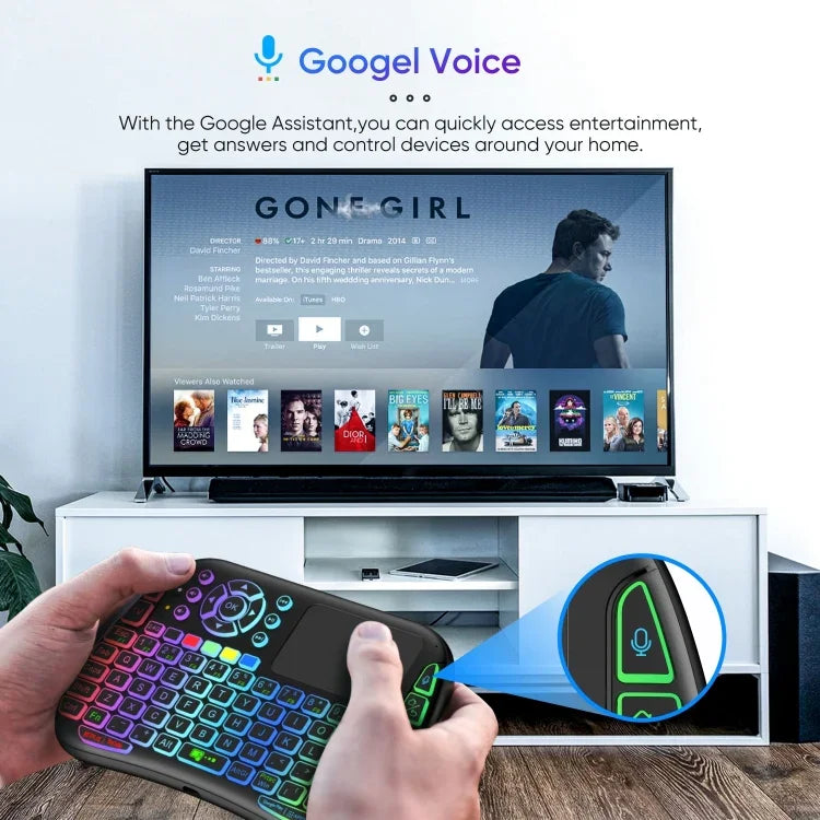 Bộ combo bàn phím mini không dây M9 điều khiển từ xa chuột bàn phím hỗ trợ cảm ứng và giọng nói