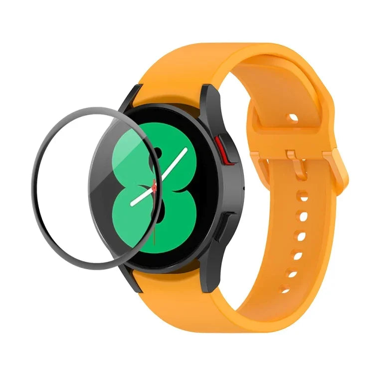 Dây đeo silicone JUNSUNMAY điều chỉnh + Bộ bảo vệ màn hình PMMA phủ toàn diện, Dành cho Samsung Galaxy Watch5 40mm, Dành cho Samsung Galaxy Watch4 44mm, Dành cho Samsung Galaxy Watch4 40mm