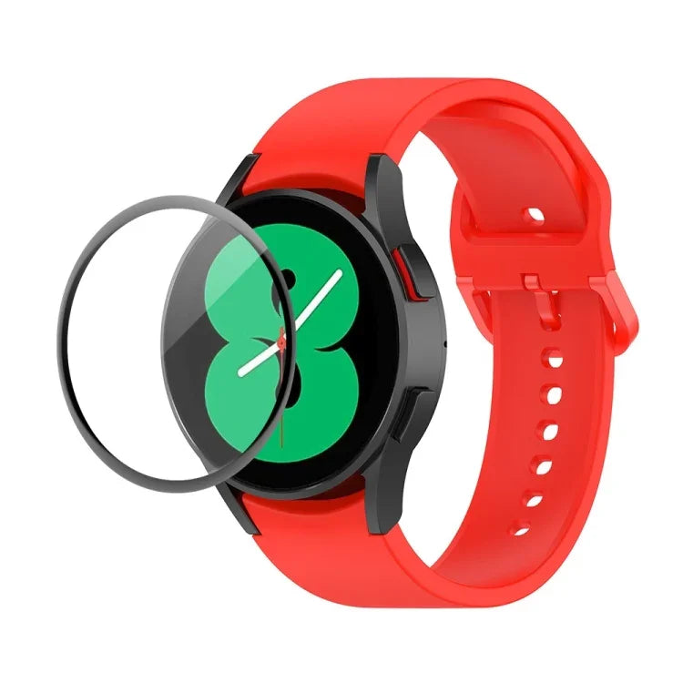 Dây đeo silicone JUNSUNMAY điều chỉnh + Bộ bảo vệ màn hình PMMA phủ toàn diện, Dành cho Samsung Galaxy Watch5 40mm, Dành cho Samsung Galaxy Watch4 44mm, Dành cho Samsung Galaxy Watch4 40mm
