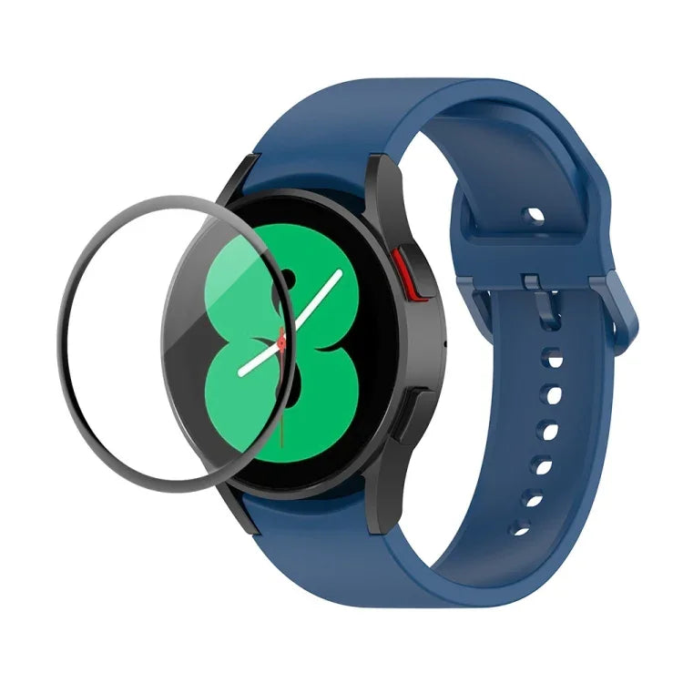 Dây đeo silicone JUNSUNMAY điều chỉnh + Bộ bảo vệ màn hình PMMA phủ toàn diện, Dành cho Samsung Galaxy Watch5 40mm, Dành cho Samsung Galaxy Watch4 44mm, Dành cho Samsung Galaxy Watch4 40mm