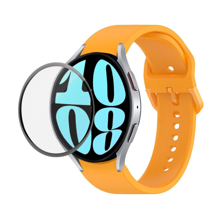 Bộ dây đeo silicone điều chỉnh + kính cường lực PMMA phủ toàn màn hình JUNSUNMAY, dành cho Samsung Galaxy Watch6 Classic 47mm, Samsung Galaxy Watch6 44mm, Samsung Galaxy Watch6 40mm