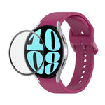 Bộ dây đeo silicone điều chỉnh + kính cường lực PMMA phủ toàn màn hình JUNSUNMAY, dành cho Samsung Galaxy Watch6 Classic 47mm, Samsung Galaxy Watch6 44mm, Samsung Galaxy Watch6 40mm