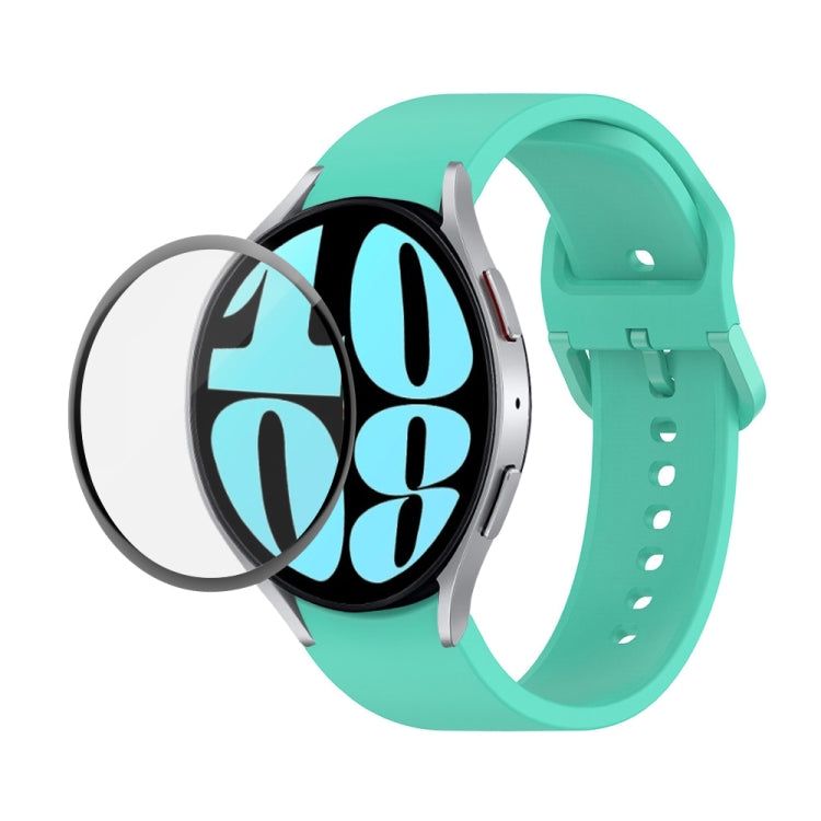 Bộ dây đeo silicone điều chỉnh + kính cường lực PMMA phủ toàn màn hình JUNSUNMAY, dành cho Samsung Galaxy Watch6 Classic 47mm, Samsung Galaxy Watch6 44mm, Samsung Galaxy Watch6 40mm