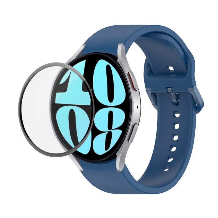 Bộ dây đeo silicone điều chỉnh + kính cường lực PMMA phủ toàn màn hình JUNSUNMAY, dành cho Samsung Galaxy Watch6 Classic 47mm, Samsung Galaxy Watch6 44mm, Samsung Galaxy Watch6 40mm