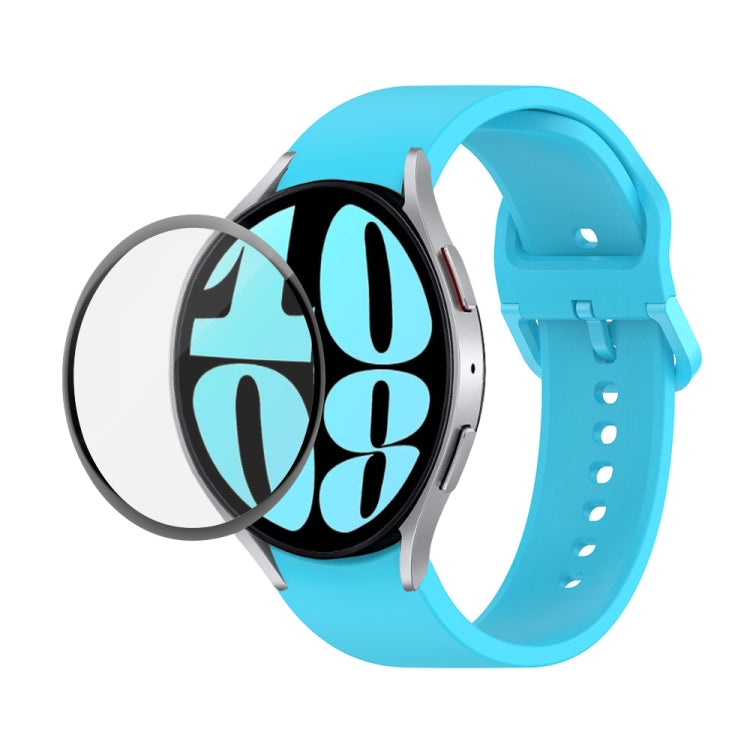 Bộ dây đeo silicone điều chỉnh + kính cường lực PMMA phủ toàn màn hình JUNSUNMAY, dành cho Samsung Galaxy Watch6 Classic 47mm, Samsung Galaxy Watch6 44mm, Samsung Galaxy Watch6 40mm