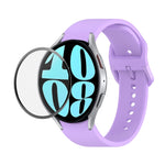 Bộ dây đeo silicone điều chỉnh + kính cường lực PMMA phủ toàn màn hình JUNSUNMAY, dành cho Samsung Galaxy Watch6 Classic 47mm, Samsung Galaxy Watch6 44mm, Samsung Galaxy Watch6 40mm