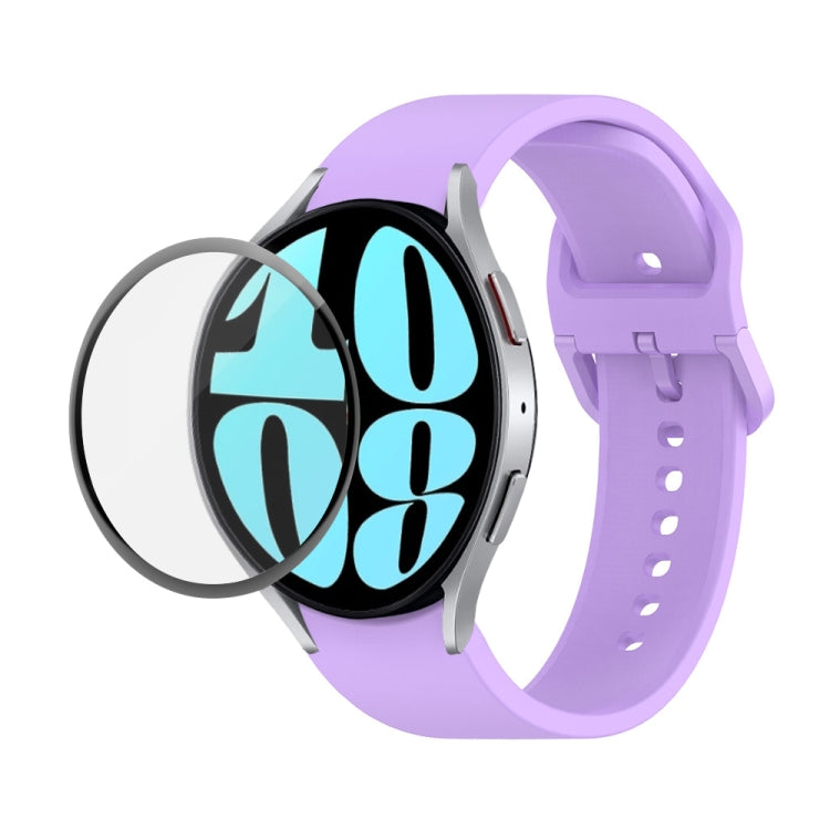 Bộ dây đeo silicone điều chỉnh + kính cường lực PMMA phủ toàn màn hình JUNSUNMAY, dành cho Samsung Galaxy Watch6 Classic 47mm, Samsung Galaxy Watch6 44mm, Samsung Galaxy Watch6 40mm