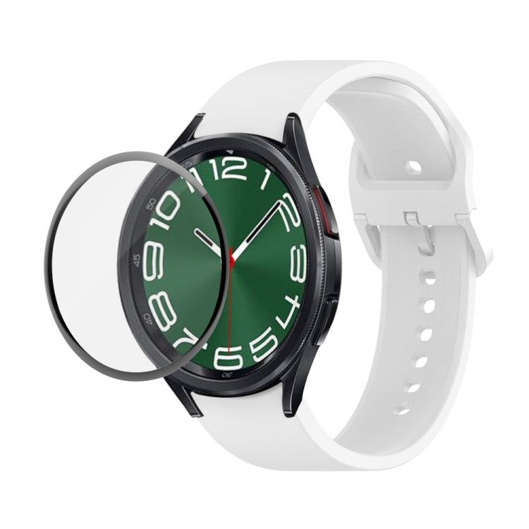 Bộ dây đeo silicone điều chỉnh + kính cường lực PMMA phủ toàn màn hình JUNSUNMAY, dành cho Samsung Galaxy Watch6 Classic 43mm, Samsung Galaxy Watch5 44mm, Samsung Galaxy Watch5 Pro 45mm