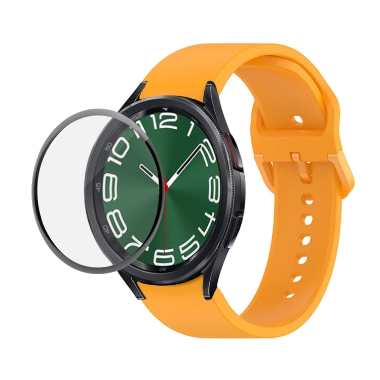 Bộ dây đeo silicone điều chỉnh + kính cường lực PMMA phủ toàn màn hình JUNSUNMAY, dành cho Samsung Galaxy Watch6 Classic 43mm, Samsung Galaxy Watch5 44mm, Samsung Galaxy Watch5 Pro 45mm