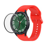 Bộ dây đeo silicone điều chỉnh + kính cường lực PMMA phủ toàn màn hình JUNSUNMAY, dành cho Samsung Galaxy Watch6 Classic 43mm, Samsung Galaxy Watch5 44mm, Samsung Galaxy Watch5 Pro 45mm