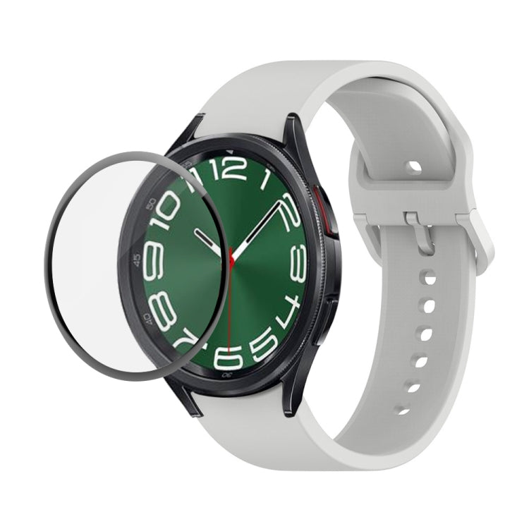 Bộ dây đeo silicone điều chỉnh + kính cường lực PMMA phủ toàn màn hình JUNSUNMAY, dành cho Samsung Galaxy Watch6 Classic 43mm, Samsung Galaxy Watch5 44mm, Samsung Galaxy Watch5 Pro 45mm