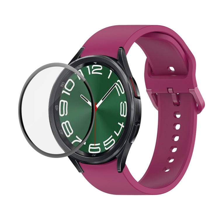 Bộ dây đeo silicone điều chỉnh + kính cường lực PMMA phủ toàn màn hình JUNSUNMAY, dành cho Samsung Galaxy Watch6 Classic 43mm, Samsung Galaxy Watch5 44mm, Samsung Galaxy Watch5 Pro 45mm