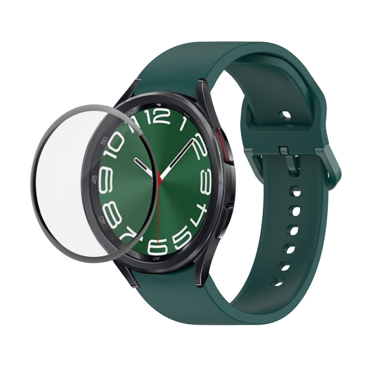 Bộ dây đeo silicone điều chỉnh + kính cường lực PMMA phủ toàn màn hình JUNSUNMAY, dành cho Samsung Galaxy Watch6 Classic 43mm, Samsung Galaxy Watch5 44mm, Samsung Galaxy Watch5 Pro 45mm