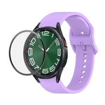 Bộ dây đeo silicone điều chỉnh + kính cường lực PMMA phủ toàn màn hình JUNSUNMAY, dành cho Samsung Galaxy Watch6 Classic 43mm, Samsung Galaxy Watch5 44mm, Samsung Galaxy Watch5 Pro 45mm