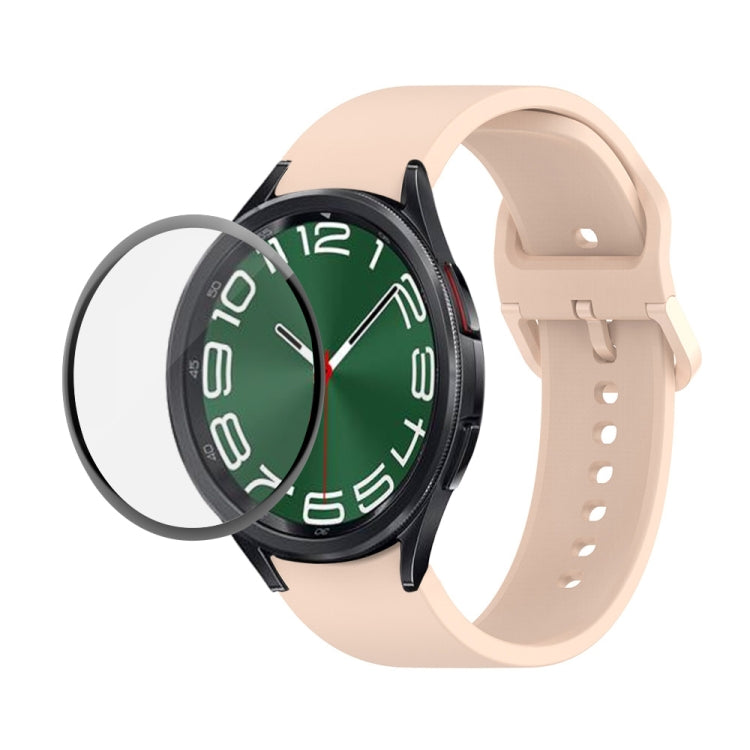 Bộ dây đeo silicone điều chỉnh + kính cường lực PMMA phủ toàn màn hình JUNSUNMAY, dành cho Samsung Galaxy Watch6 Classic 47mm, Samsung Galaxy Watch6 44mm, Samsung Galaxy Watch6 40mm