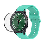 Bộ dây đeo silicone điều chỉnh + kính cường lực PMMA phủ toàn màn hình JUNSUNMAY, dành cho Samsung Galaxy Watch6 Classic 47mm, Samsung Galaxy Watch6 44mm, Samsung Galaxy Watch6 40mm
