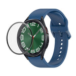 Bộ dây đeo silicone điều chỉnh + kính cường lực PMMA phủ toàn màn hình JUNSUNMAY, dành cho Samsung Galaxy Watch6 Classic 47mm, Samsung Galaxy Watch6 44mm, Samsung Galaxy Watch6 40mm