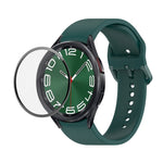 Bộ dây đeo silicone điều chỉnh + kính cường lực PMMA phủ toàn màn hình JUNSUNMAY, dành cho Samsung Galaxy Watch6 Classic 47mm, Samsung Galaxy Watch6 44mm, Samsung Galaxy Watch6 40mm