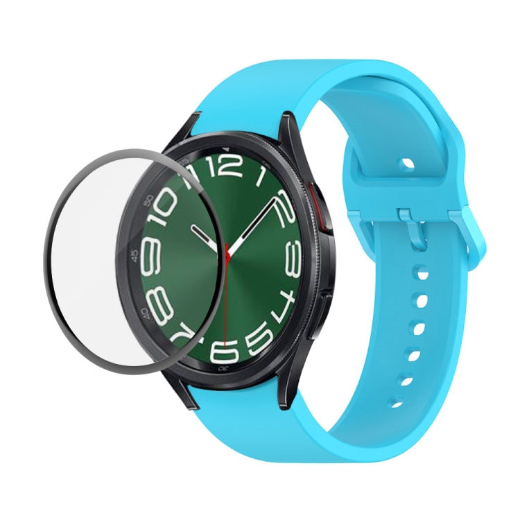 Bộ dây đeo silicone điều chỉnh + kính cường lực PMMA phủ toàn màn hình JUNSUNMAY, dành cho Samsung Galaxy Watch6 Classic 47mm, Samsung Galaxy Watch6 44mm, Samsung Galaxy Watch6 40mm
