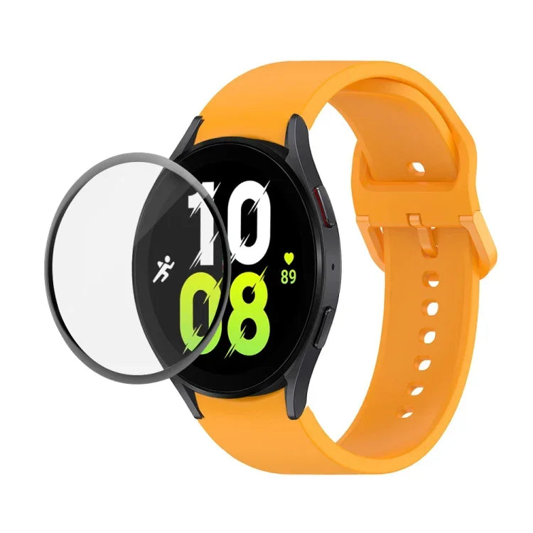 Dây đeo silicone JUNSUNMAY điều chỉnh + Bộ bảo vệ màn hình PMMA phủ toàn diện, Dành cho Samsung Galaxy Watch5 40mm, Dành cho Samsung Galaxy Watch4 44mm, Dành cho Samsung Galaxy Watch4 40mm