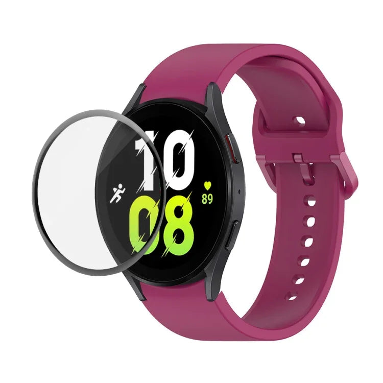 Dây đeo silicone JUNSUNMAY điều chỉnh + Bộ bảo vệ màn hình PMMA phủ toàn diện, Dành cho Samsung Galaxy Watch5 40mm, Dành cho Samsung Galaxy Watch4 44mm, Dành cho Samsung Galaxy Watch4 40mm