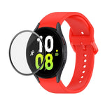 Bộ dây đeo silicone điều chỉnh + kính cường lực PMMA phủ toàn màn hình JUNSUNMAY, dành cho Samsung Galaxy Watch6 Classic 43mm, Samsung Galaxy Watch5 44mm, Samsung Galaxy Watch5 Pro 45mm
