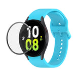 Bộ dây đeo silicone điều chỉnh + kính cường lực PMMA phủ toàn màn hình JUNSUNMAY, dành cho Samsung Galaxy Watch6 Classic 43mm, Samsung Galaxy Watch5 44mm, Samsung Galaxy Watch5 Pro 45mm