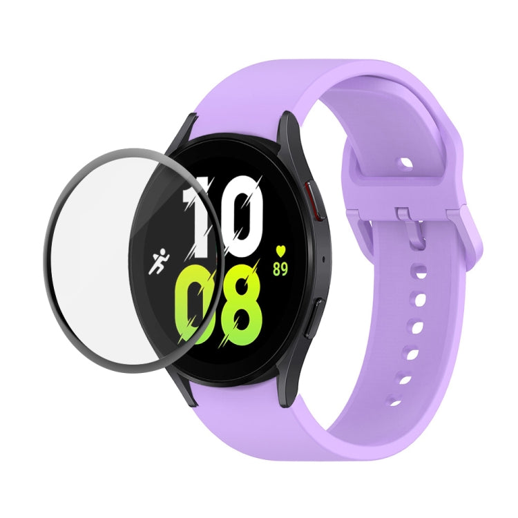 Bộ dây đeo silicone điều chỉnh + kính cường lực PMMA phủ toàn màn hình JUNSUNMAY, dành cho Samsung Galaxy Watch6 Classic 43mm, Samsung Galaxy Watch5 44mm, Samsung Galaxy Watch5 Pro 45mm